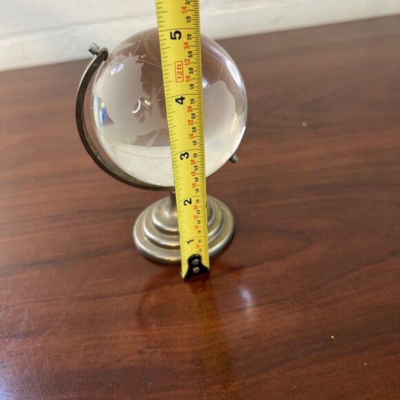 Frosted Etched Glass Crystal World Earth Globe Statue with Stand Paperweight - Picture 6 of 6